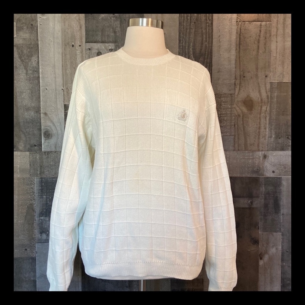 Men’s IZOD cream knit sweater XLarge preppy golf business casual gorpcore fall